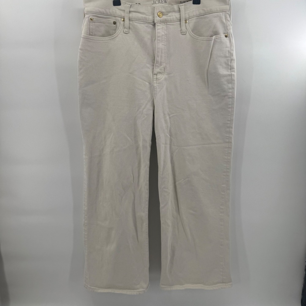 J.Crew Slim Wide Leg Jeans Cream Off-White Denim Pants BX818 Womens 33